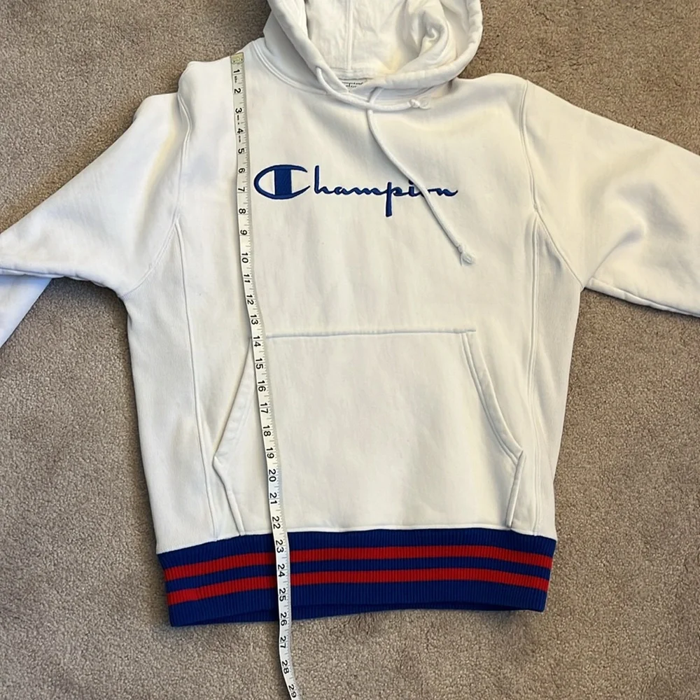 Champion Men’s Reverse Weave Hooded Sweatshirt Size S White Logo Unisex - Picture 8 of 8